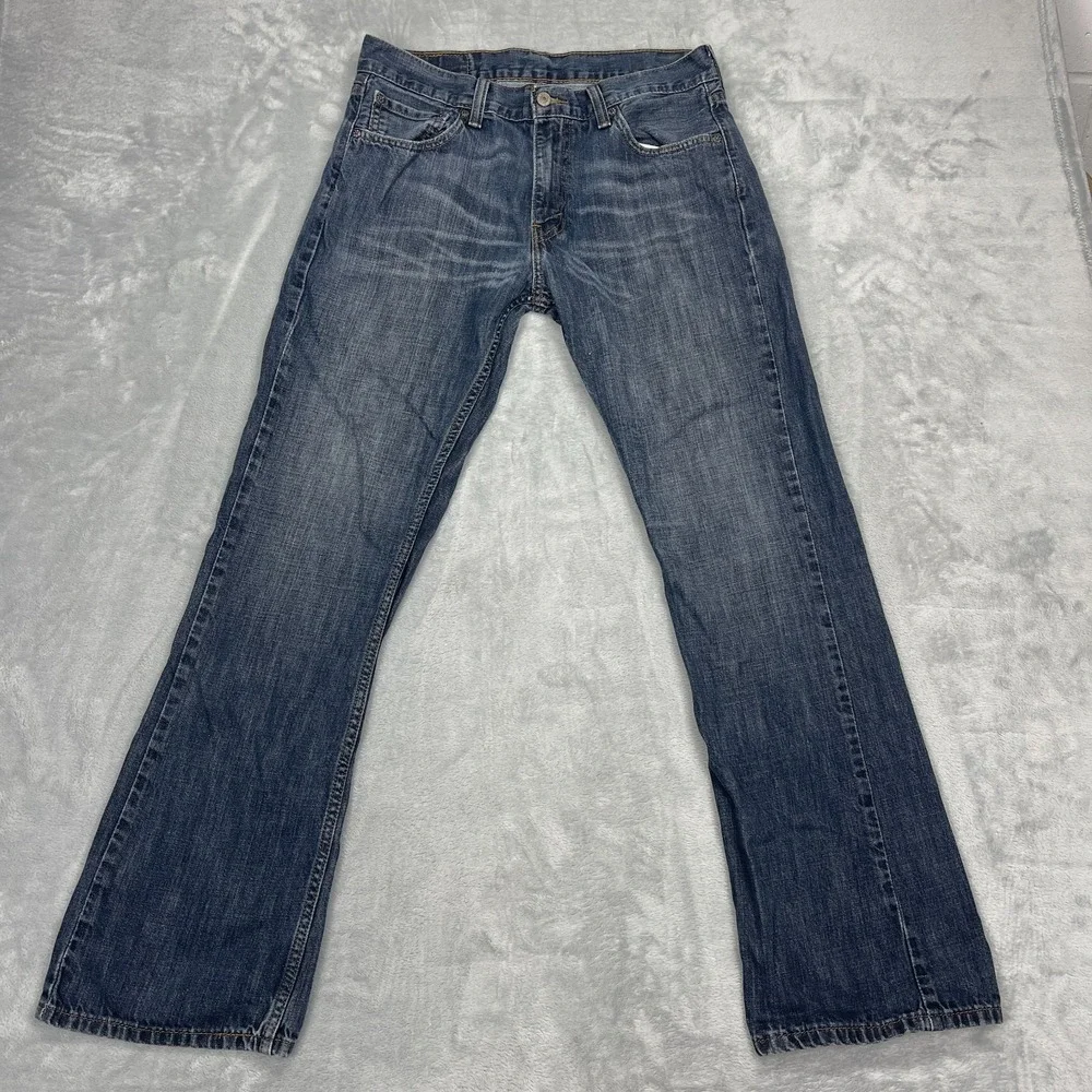 Levi's Jeans Mens 33x32 Blue Denim 527 Whiskered Americana Slim Bootcut Grunge